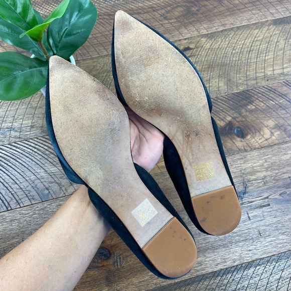 J. CREW 9 Zoe d’Orsay Suede Black Flats pointed toe - Picture 6 of 6